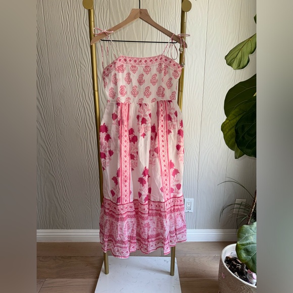 New Oliphant Tie Strap Midi Pink Jaipur dress Tuckernuck - Picture 5 of 8